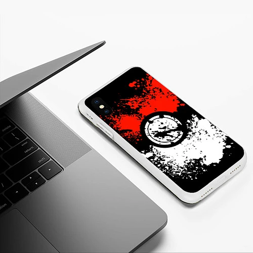 Чехол iPhone XS Max матовый Pokeball / 3D-Белый – фото 3