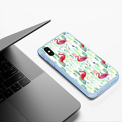 Чехол iPhone XS Max матовый Цветы и бабочки 2, цвет: 3D-голубой — фото 2