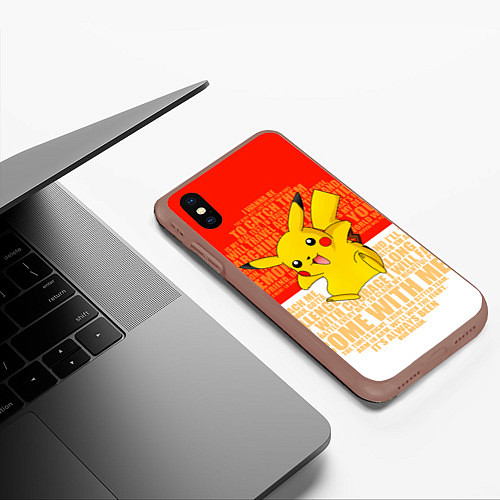 Чехол iPhone XS Max матовый Pikachu / 3D-Коричневый – фото 3