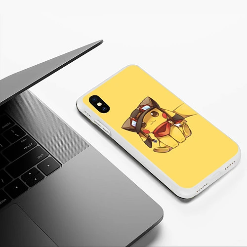 Чехол iPhone XS Max матовый Pikachu / 3D-Белый – фото 3