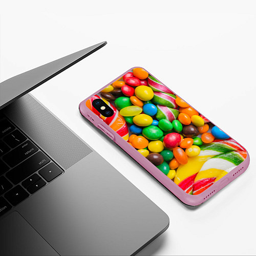 Чехол iPhone XS Max матовый Сладкие конфетки / 3D-Розовый – фото 3