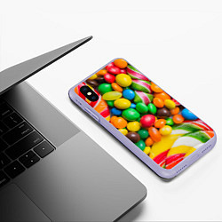 Чехол iPhone XS Max матовый Сладкие конфетки, цвет: 3D-светло-сиреневый — фото 2