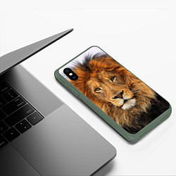 Чехол iPhone XS Max матовый Красавец лев, цвет: 3D-темно-зеленый — фото 2