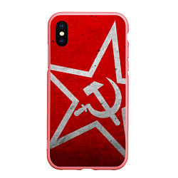 Чехол iPhone XS Max матовый Флаг СССР: Серп и Молот, цвет: 3D-баблгам