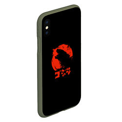 Чехол iPhone XS Max матовый Godzilla, цвет: 3D-темно-зеленый — фото 2