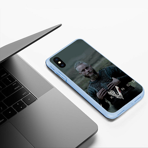 Чехол iPhone XS Max матовый Vikings: Ragnarr Lodbrok / 3D-Голубой – фото 3