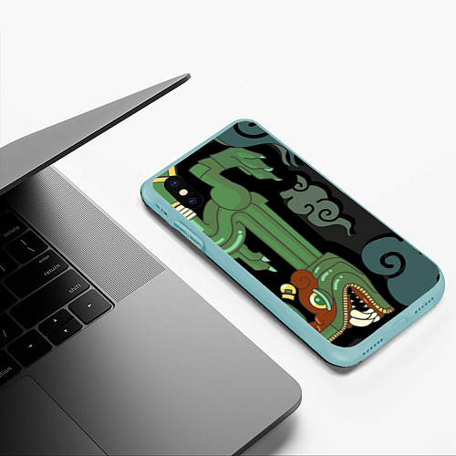 Чехол iPhone XS Max матовый Cs:go - Fire Serpent Огненный змей / 3D-Мятный – фото 3