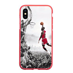 Чехол iPhone XS Max матовый Michael Jordan NBA, цвет: 3D-красный
