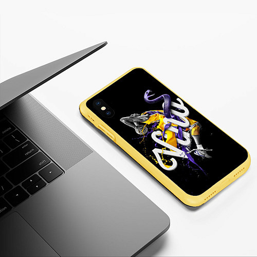 Чехол iPhone XS Max матовый Баскетболист / 3D-Желтый – фото 3