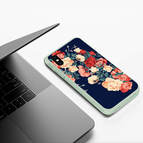 Чехол iPhone XS Max матовый Fashion flowers / 3D-Салатовый – фото 3