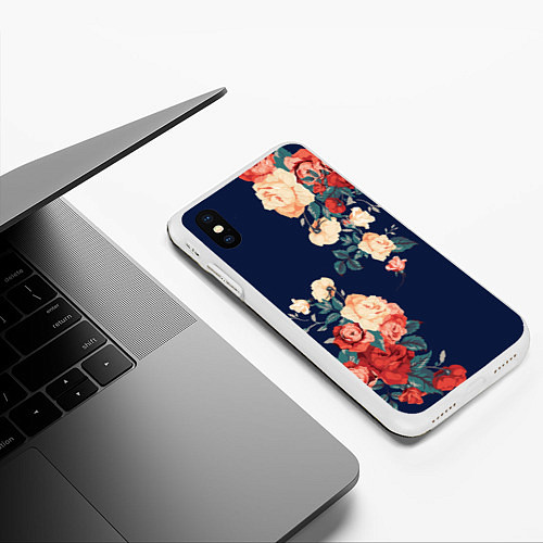 Чехол iPhone XS Max матовый Fashion flowers / 3D-Белый – фото 3