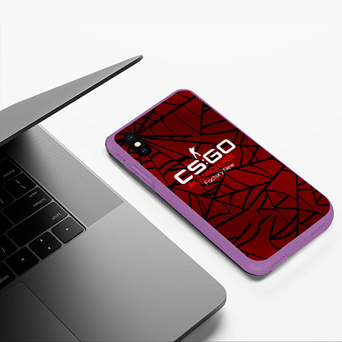 Чехол iPhone XS Max матовый Cs:go - Crimson Web Style Factory New Кровавая пау / 3D-Фиолетовый – фото 3