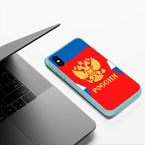 Чехол iPhone XS Max матовый Сборная РФ: #91 TARASENKO / 3D-Мятный – фото 3