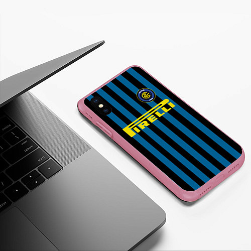 Чехол iPhone XS Max матовый Inter FC: Pirelli / 3D-Малиновый – фото 3