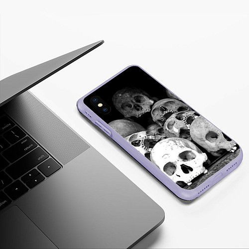 Чехол iPhone XS Max матовый Черепа / 3D-Светло-сиреневый – фото 3