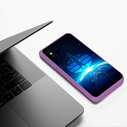 Чехол iPhone XS Max матовый Космические войска, цвет: 3D-фиолетовый — фото 2
