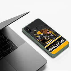 Чехол iPhone XS Max матовый Boston Bruins, цвет: 3D-темно-зеленый — фото 2