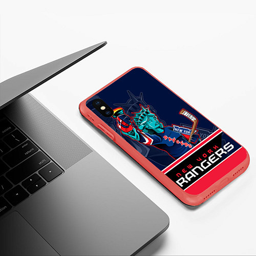 Чехол iPhone XS Max матовый New York Rangers / 3D-Красный – фото 3
