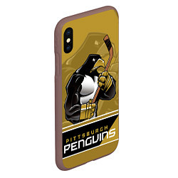 Чехол iPhone XS Max матовый Pittsburgh Penguins, цвет: 3D-коричневый — фото 2