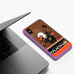 Чехол iPhone XS Max матовый Anaheim Ducks, цвет: 3D-фиолетовый — фото 2