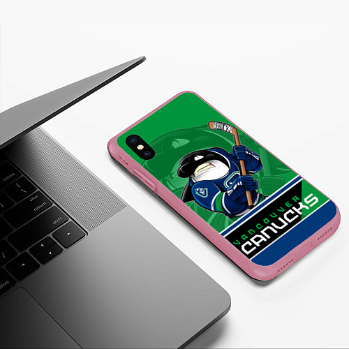 Чехол iPhone XS Max матовый Vancouver Canucks / 3D-Малиновый – фото 3