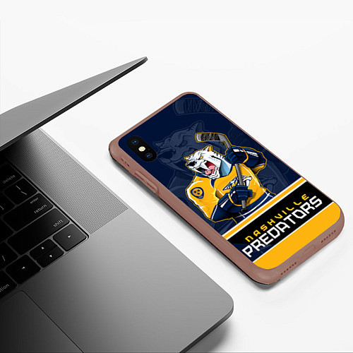 Чехол iPhone XS Max матовый Nashville Predators / 3D-Коричневый – фото 3