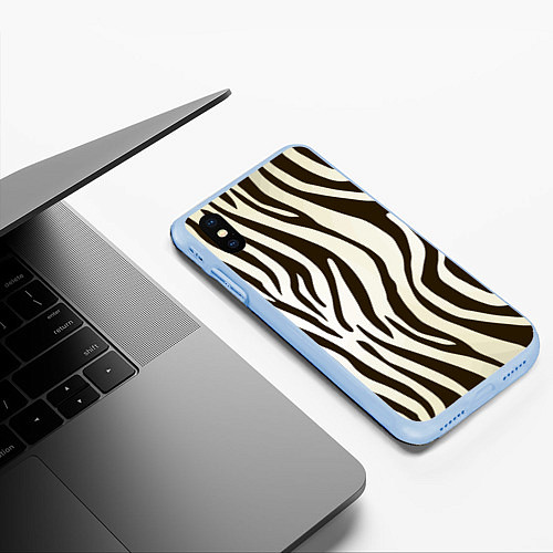 Чехол iPhone XS Max матовый Шкура зебры / 3D-Голубой – фото 3