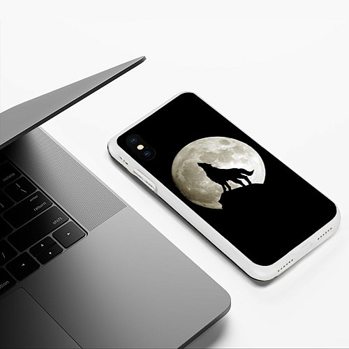 Чехол iPhone XS Max матовый Moon Wolf / 3D-Белый – фото 3