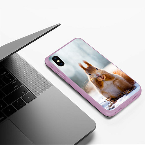 Чехол iPhone XS Max матовый Лесной грызун / 3D-Сиреневый – фото 3