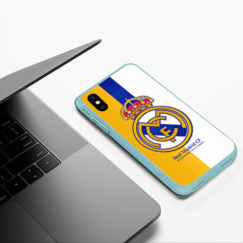 Чехол iPhone XS Max матовый Real Madrid CF / 3D-Мятный – фото 3