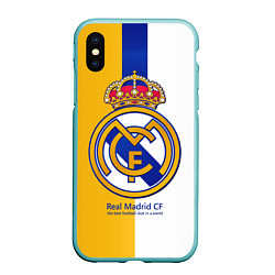 Чехол iPhone XS Max матовый Real Madrid CF, цвет: 3D-мятный