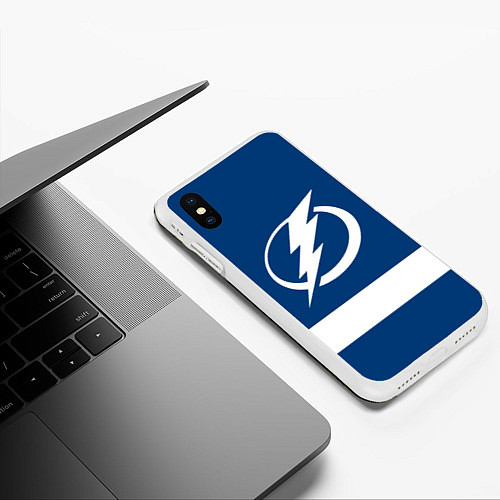 Чехол iPhone XS Max матовый Tampa Bay Lightning / 3D-Белый – фото 3