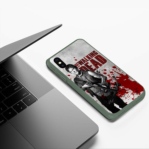 Чехол iPhone XS Max матовый Walking Dead: Deryl Dixon / 3D-Темно-зеленый – фото 3