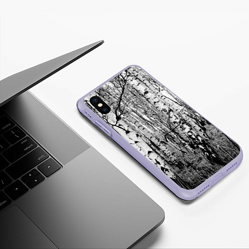 Чехол iPhone XS Max матовый Березовая роща / 3D-Светло-сиреневый – фото 3