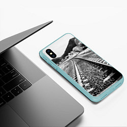 Чехол iPhone XS Max матовый Железная дорога, цвет: 3D-мятный — фото 2