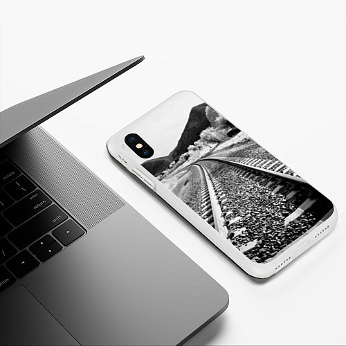 Чехол iPhone XS Max матовый Железная дорога / 3D-Белый – фото 3