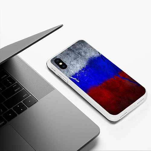 Чехол iPhone XS Max матовый Русский триколор / 3D-Белый – фото 3