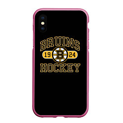 Чехол iPhone XS Max матовый Boston Bruins: Est.1924, цвет: 3D-малиновый