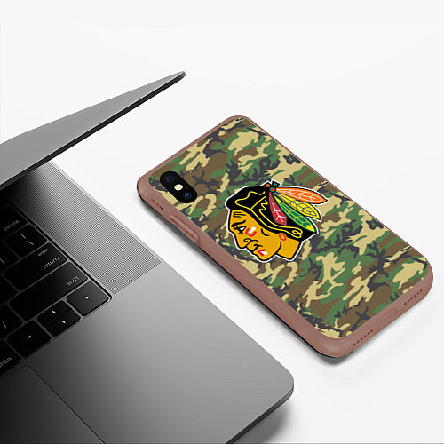 Чехол iPhone XS Max матовый Blackhawks Camouflage / 3D-Коричневый – фото 3