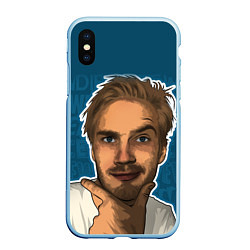 Чехол iPhone XS Max матовый Pew die pie, цвет: 3D-голубой