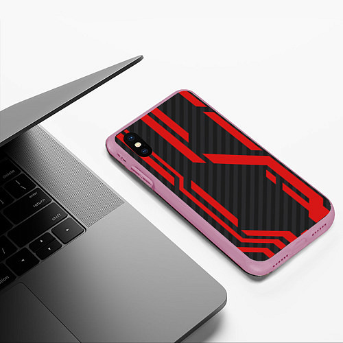 Чехол iPhone XS Max матовый CS:GO Redline / 3D-Розовый – фото 3