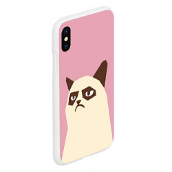 Чехол iPhone XS Max матовый Grumpy cat pink, цвет: 3D-белый — фото 2