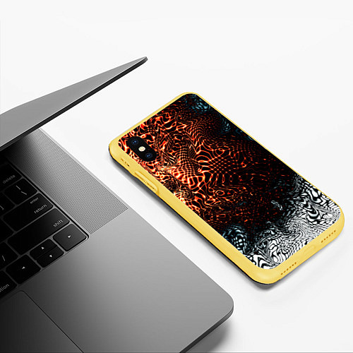 Чехол iPhone XS Max матовый Technology / 3D-Желтый – фото 3