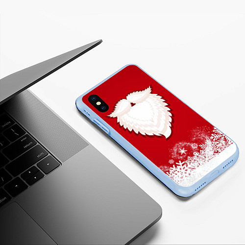 Чехол iPhone XS Max матовый Дед мороз / 3D-Голубой – фото 3