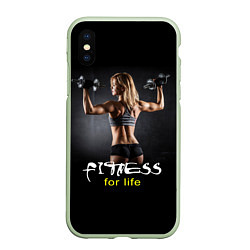 Чехол iPhone XS Max матовый Fitness for life, цвет: 3D-салатовый