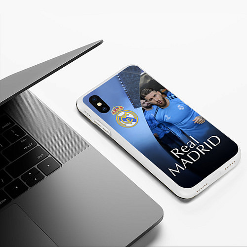 Чехол iPhone XS Max матовый Real Madrid / 3D-Белый – фото 3