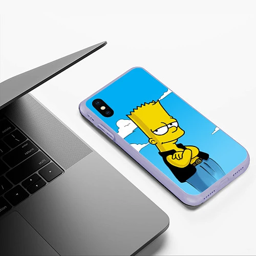 Чехол iPhone XS Max матовый Задумчивый Барт / 3D-Светло-сиреневый – фото 3