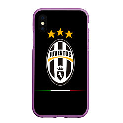 Чехол iPhone XS Max матовый Juventus: 3 stars, цвет: 3D-фиолетовый