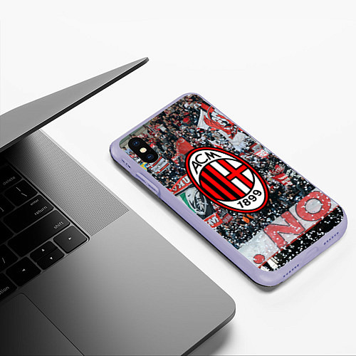 Чехол iPhone XS Max матовый Milan FC / 3D-Светло-сиреневый – фото 3