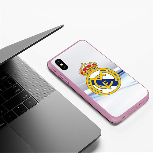 Чехол iPhone XS Max матовый Реал Мадрид / 3D-Розовый – фото 3